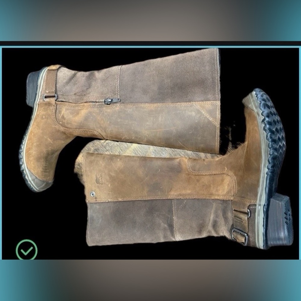 Sorel Brown Leather Tall Combat/Moto Boots